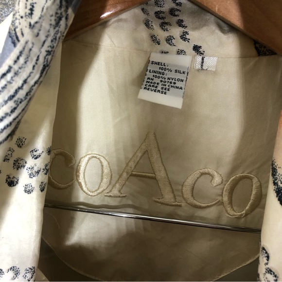 Coaco vintage 90s 100% silk seashell beach shoulder pad zip up 80s jacket - Picture 4 of 4